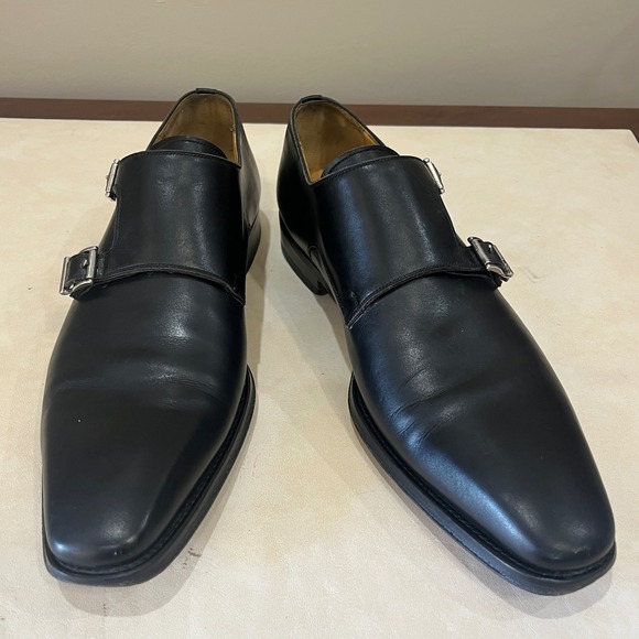 Magnanni Leather Monk Strap Dress Shoes Buckle Black Formal Classic Mens  10.5 M - Picture 1 of 15